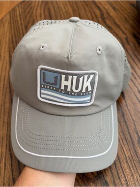 Huk Gray Cap with Blue and White Logo Patch